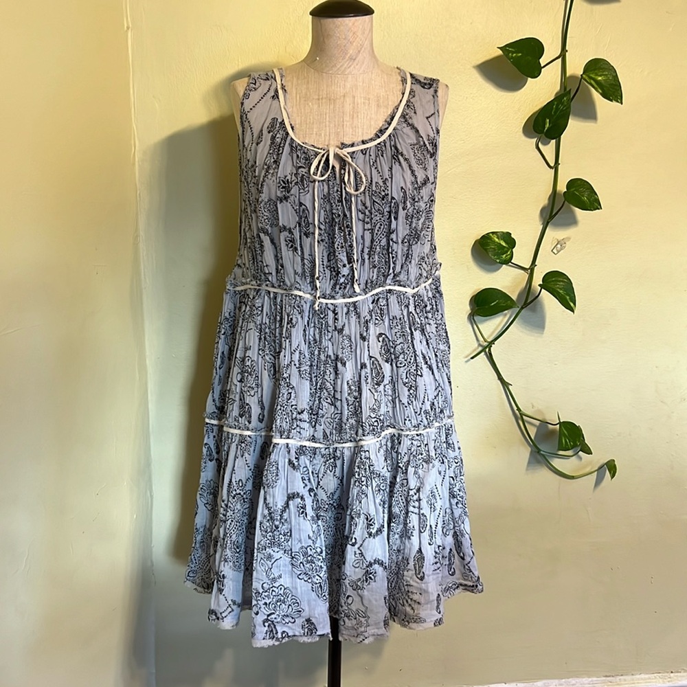 Free People Intimately Blue Floral Smocked Dress Sleeveless Boho